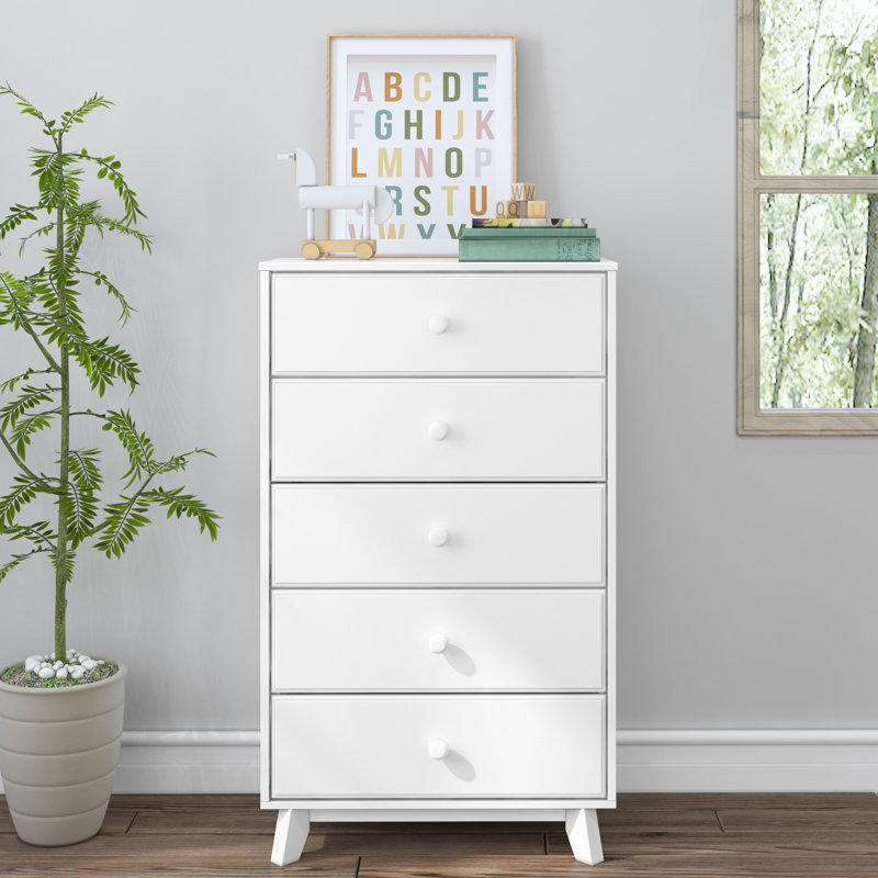 Commode 5 tiroirs Hararat, Blanc