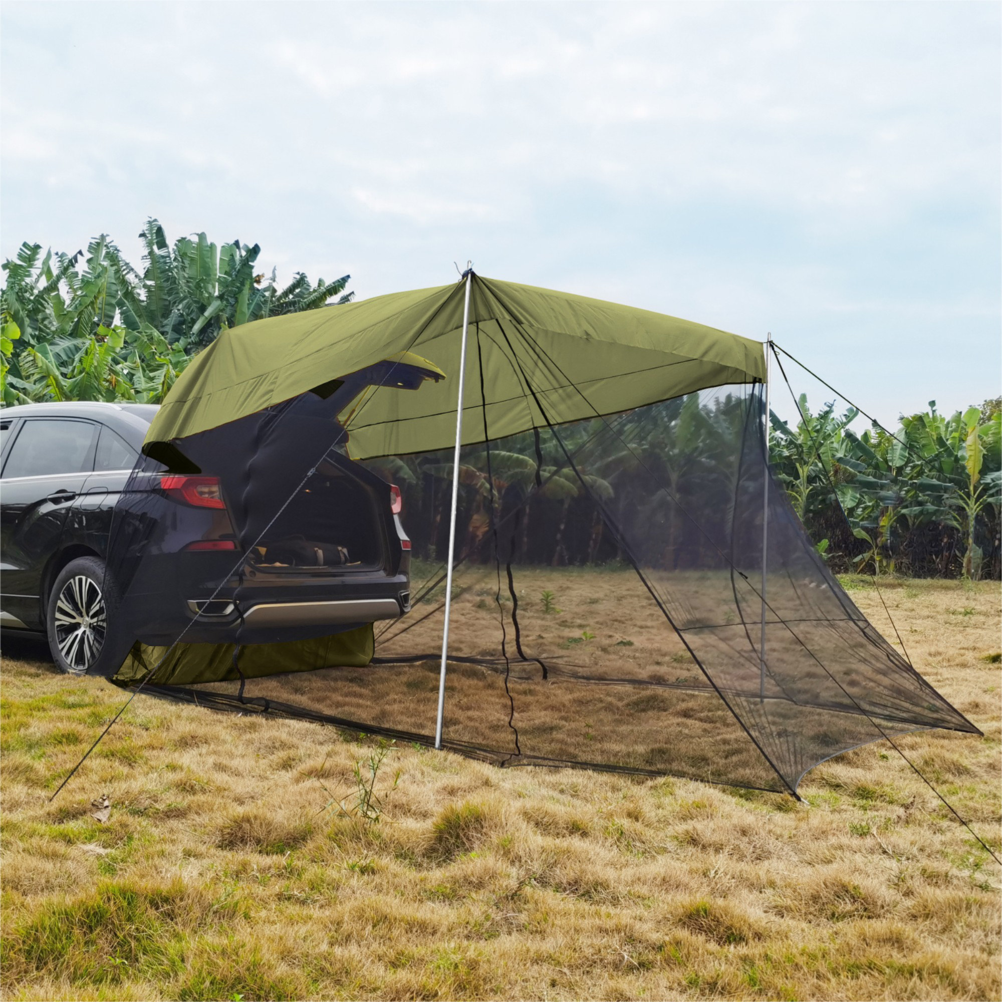 SUV Car Travel Tent, Tailgate Tent with Shade Awning for Camping, Hatchback  Camping Waterproof Sunproof Vehicle SUV Tent Car Camping Tents for Small  SUV 