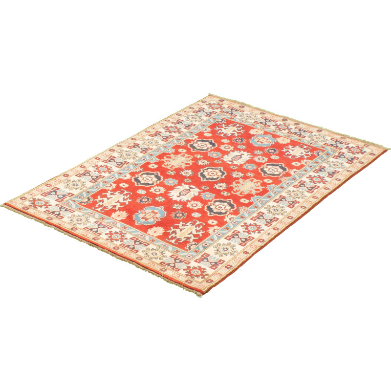 Tapis unique en laine noué à la main jaune Gazni des années 2010 de 3 pi 11 po x 5 pi 11 po Qaiden