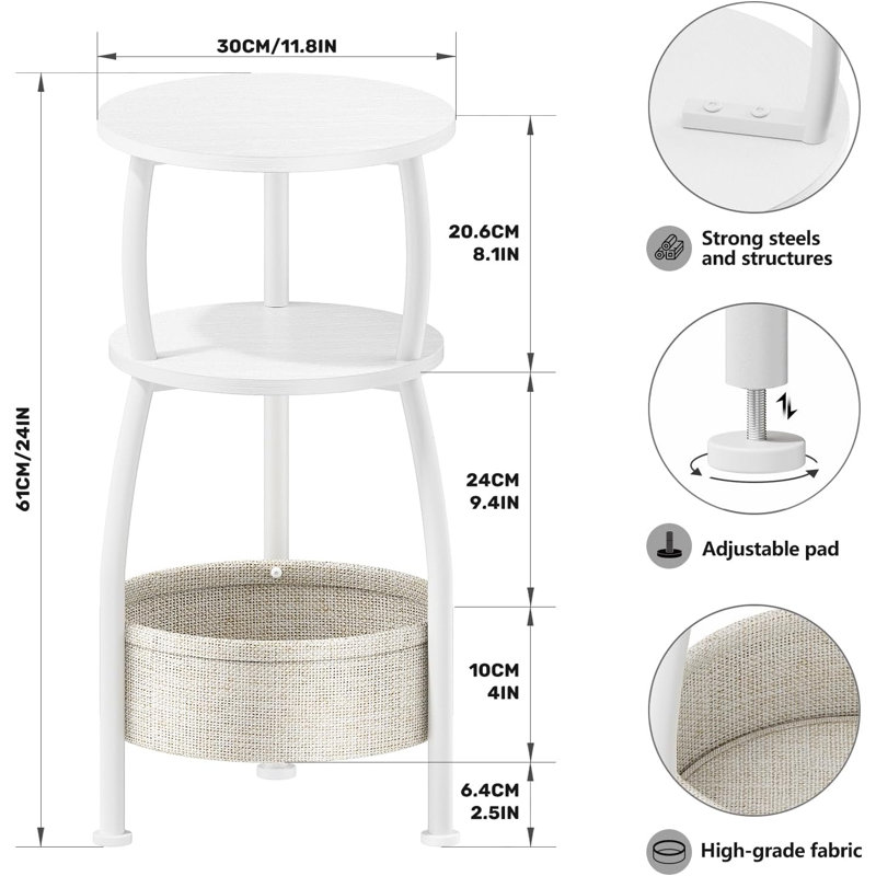 End Table, White, White