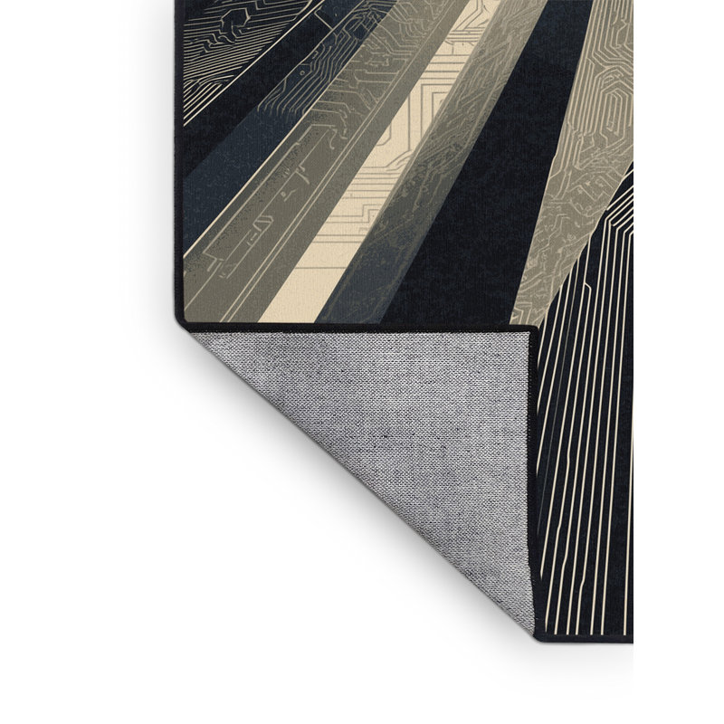 Tapis géométrique moderne lavable en machine Paizley Futuristic Smart City, 8 x 10