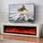 Beige Solid Wood TV Cabinet Fireplace-117601031-117601032