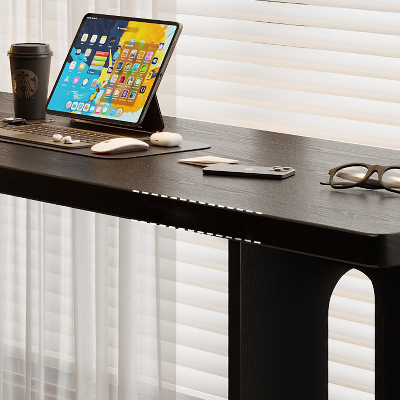 Bureau rectangulaire en bois massif noir, H 29,53 po x L 86,61 po x l 35,43 po