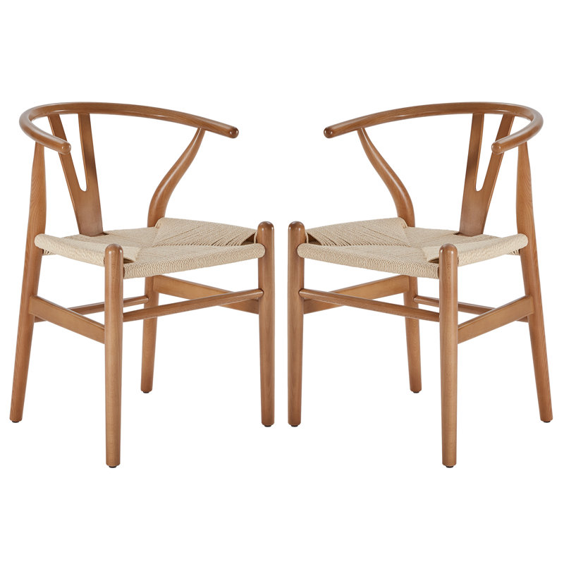 Chaise en bois massif Margo, Noyer / beige