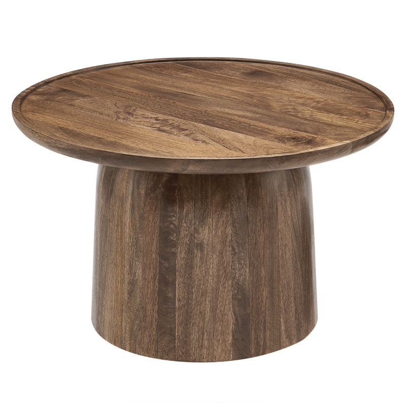 Holloway 30" Round Wood Coffee Table, Walnut