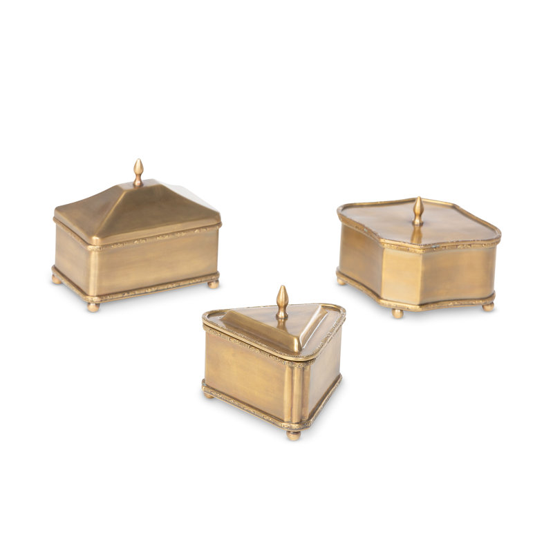 3 Piece Brass Escritoire Box Set
