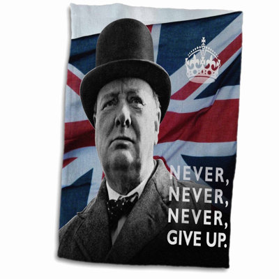 Union Jack Inspiration: Winston Churchill Quote Hand Towel, 15x22, Multicolor