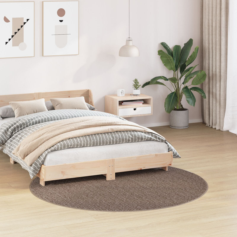 Rug Brown Polyester Diameter 120 Cm Area Rugs Round Contemporary, Round 160 cm