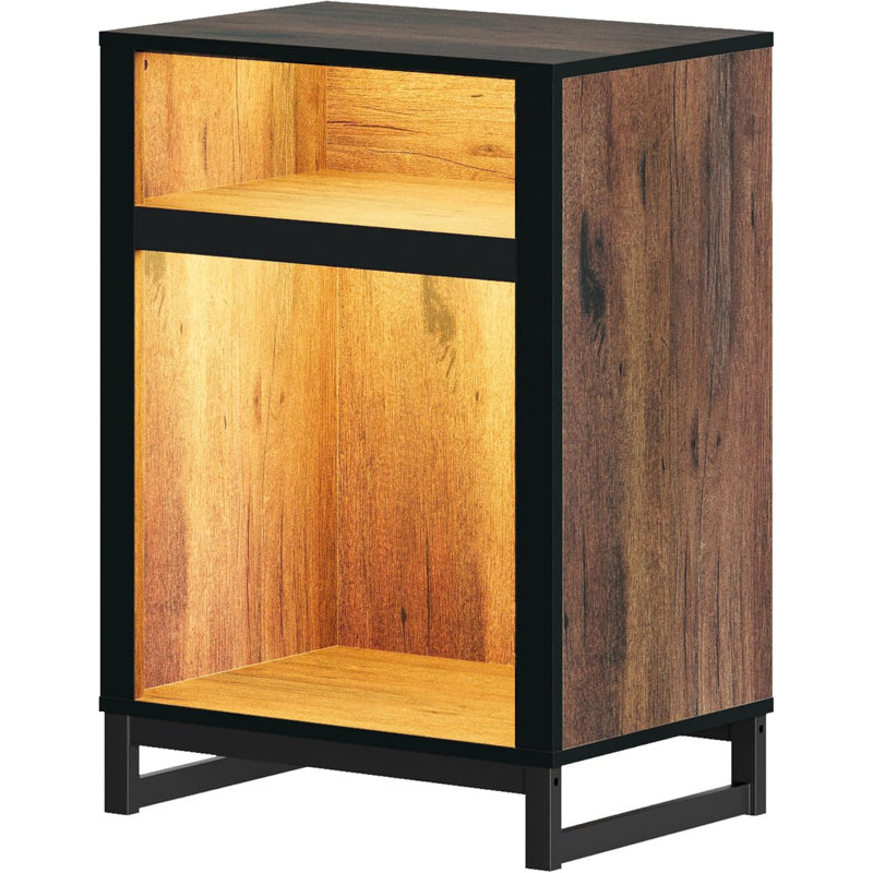 Armoire de rangement moderne Nellie avec base en métal, buffet décoratif pour le salon ou la chambre à coucher, brun