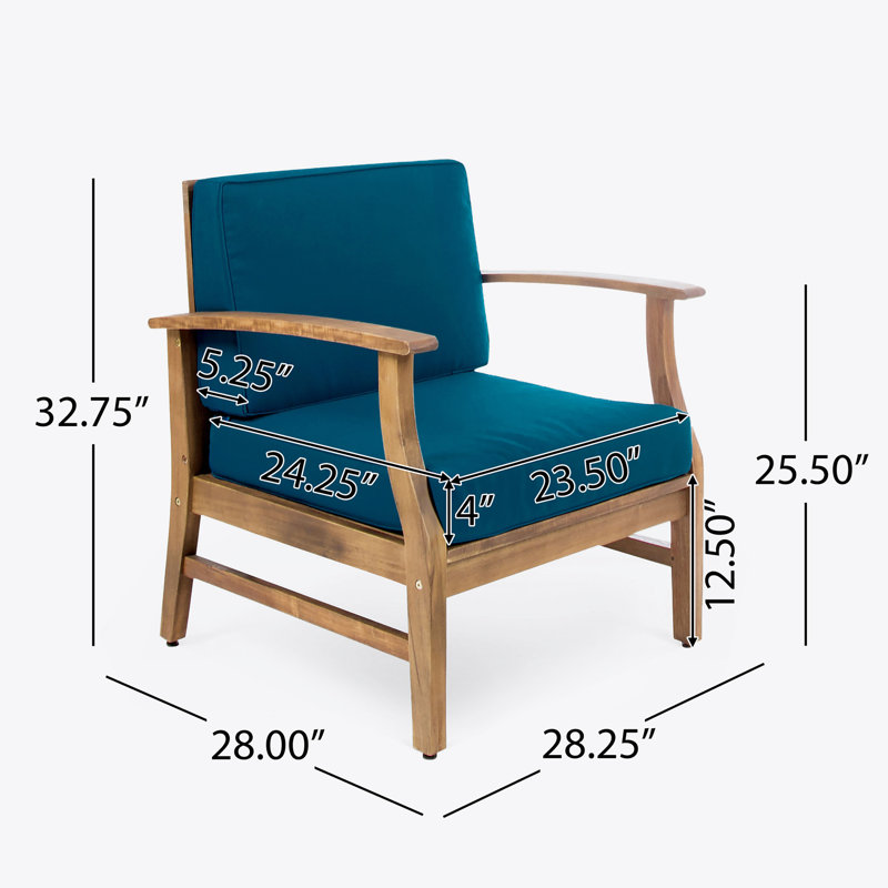 CHAISE CLUB PERLA, Tissu bleu, Brun