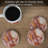 Coral Agate 4-Pack Round Natural Sandstone Coasters
