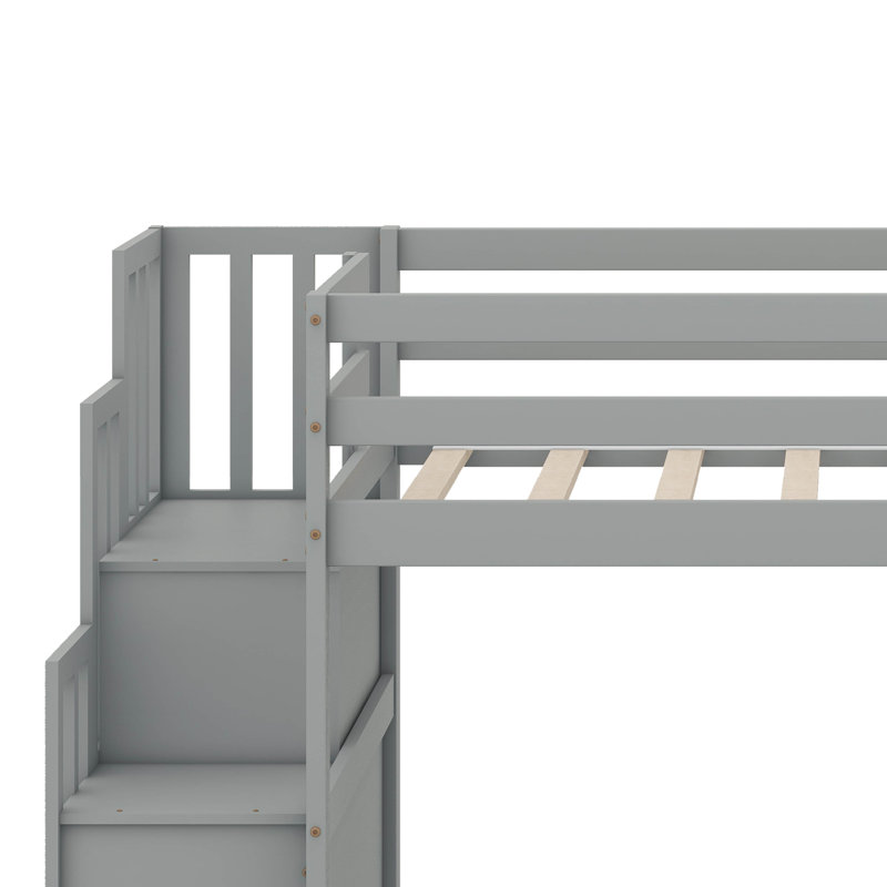 Lit mezzanine - Escalier inclus, Gris