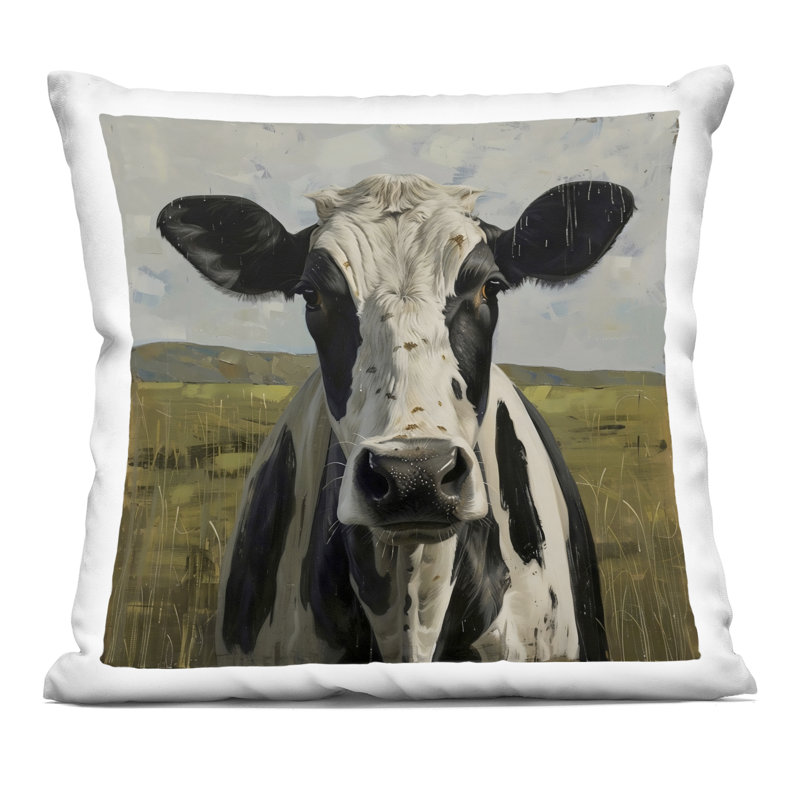 Coussin décoratif imprimé Spache Cow in Pasture par LSR Creative Studio