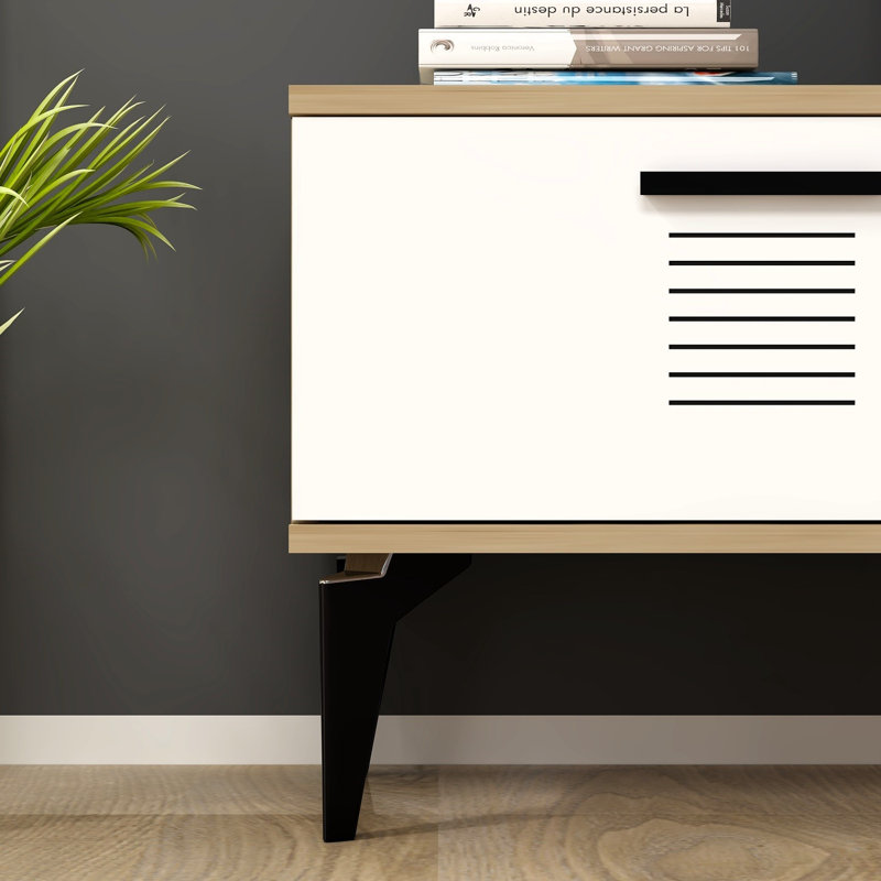 Olivia Unfinished TV Stand for TVs up to 70", Beige/White
