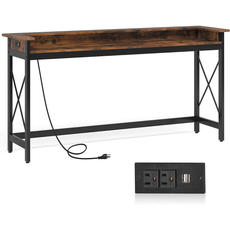70,7 pouces de long canapé console avec prises de courant pour station de charge étroite dans le couloir