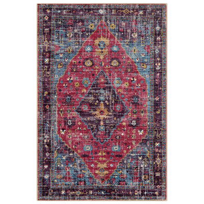 Watte Traditional Oriental Tribal Machine Washable Area Rug Perfect for Living Room, Dining Room, Bedroom Decor