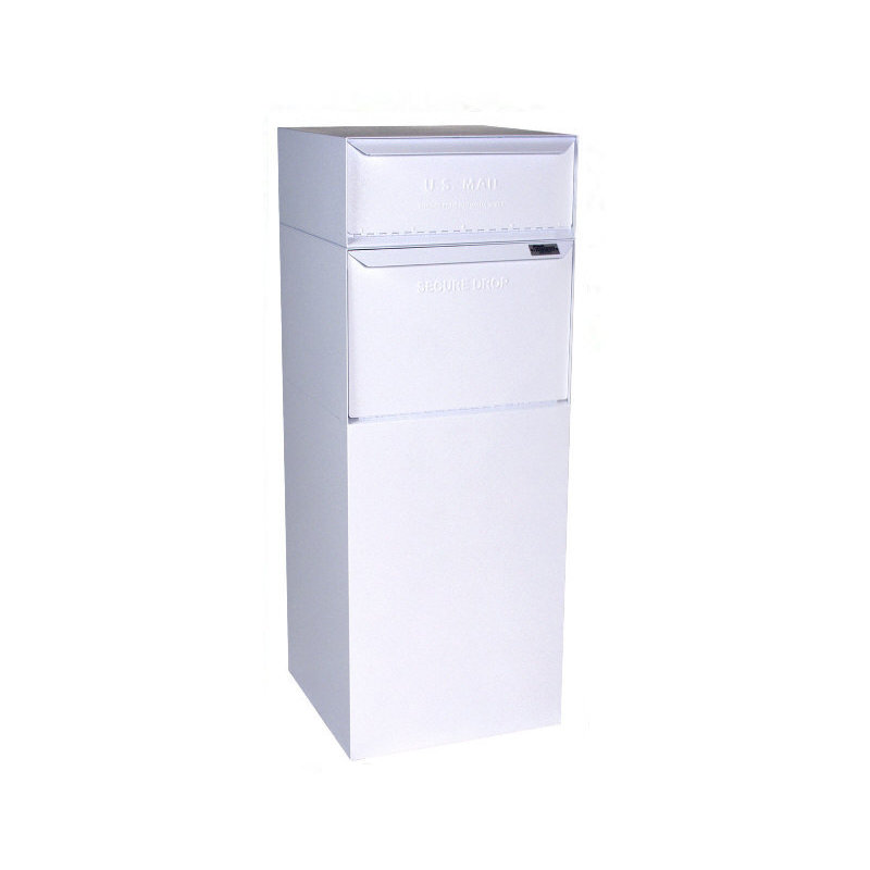 Steel Package Drop with Newspaper Compartment, White