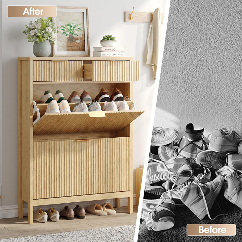 Armoire de rangement pour chaussures avec 2 tiroirs rabattables