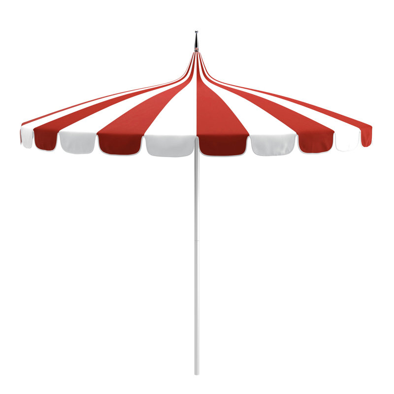 Parasol de marché rayé Tayeko, Toile Sunbrella® rouge Jockey