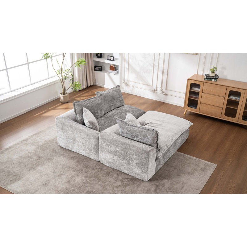 Canapé modulaire Cloud avec méridienne modulaire en L, Gris
