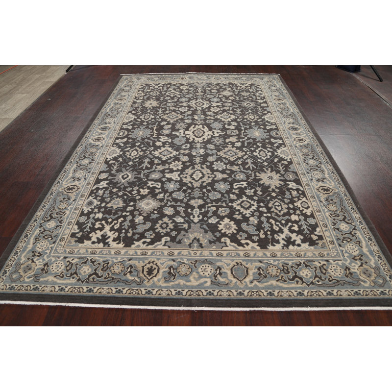 Tapis oriental gris anthracite / ivoire / gris en laine