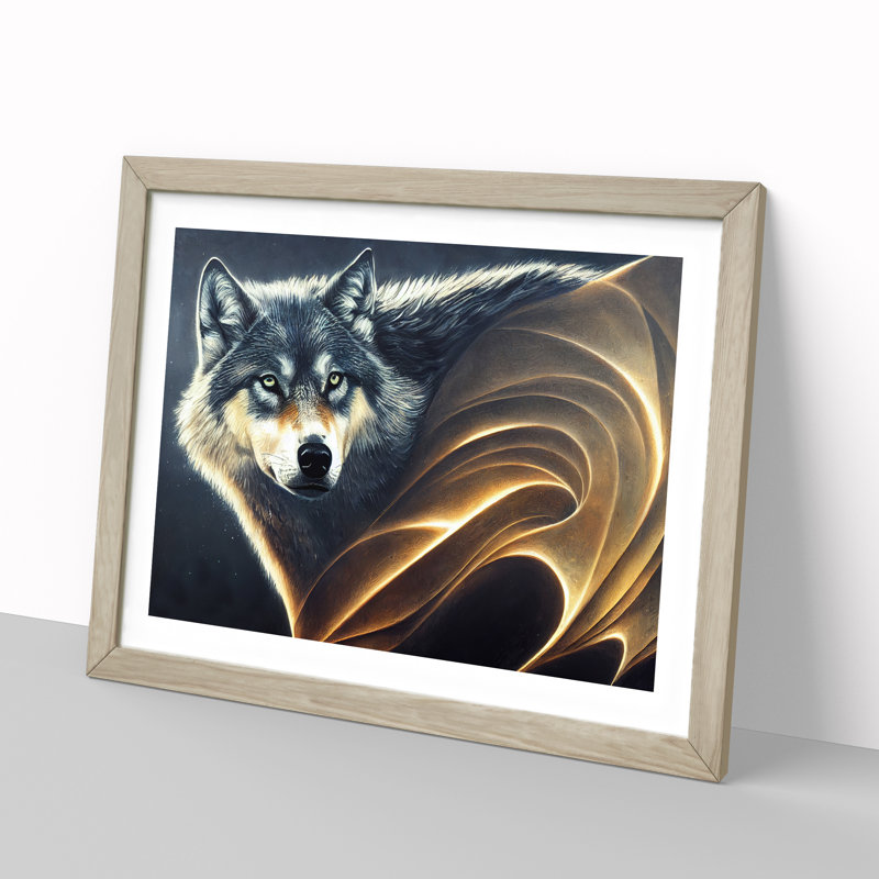 Awe Inspiring Wolf - Framed Print, 34cm H x 46cm W x 2cm D, Oak