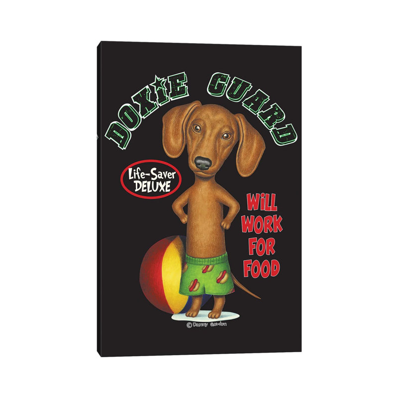 Dachshund With Beach Ball by Danny Gordon - Wrapped Canvas Painting, 30.48 cm H x 45.72 cm W