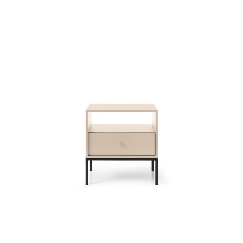 Armadillo 54cm W Manufactured Wood Bedside Table, Beige