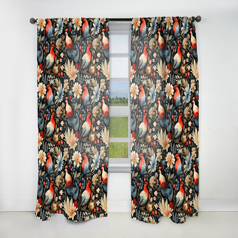 Rideau obscurcissant Country Charm Red Rooster - 1 panneau, L 52 po x L 63 po