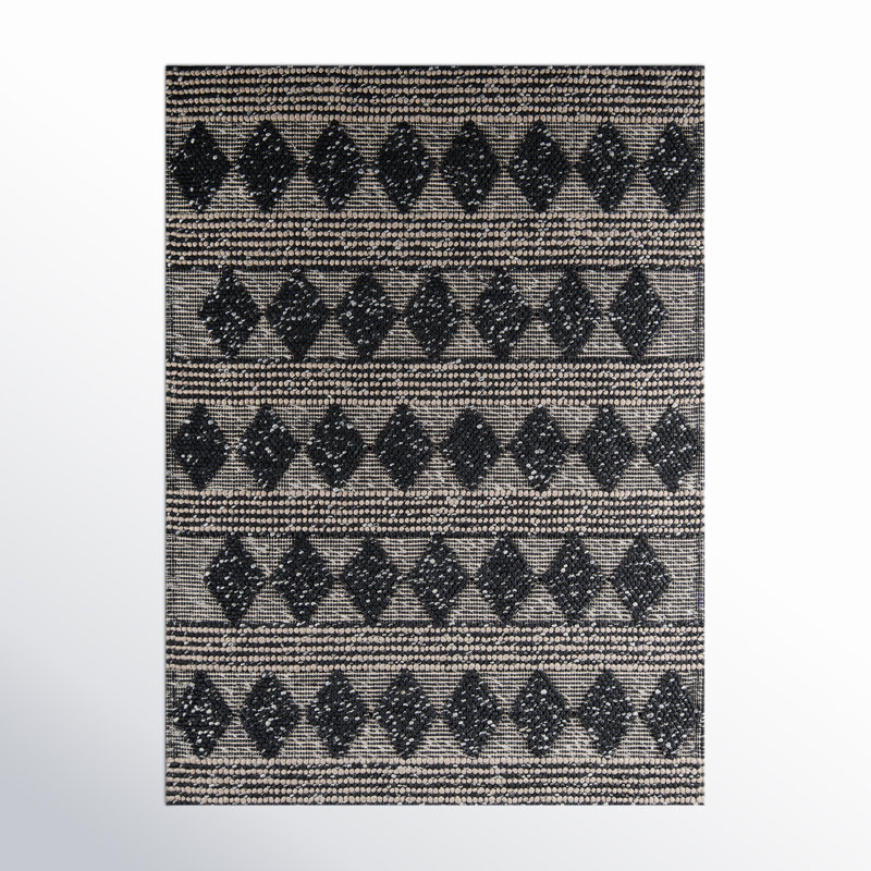 Andes Geometric Area Rug in Charcoal/Beige, Rectangle 3' x 5'