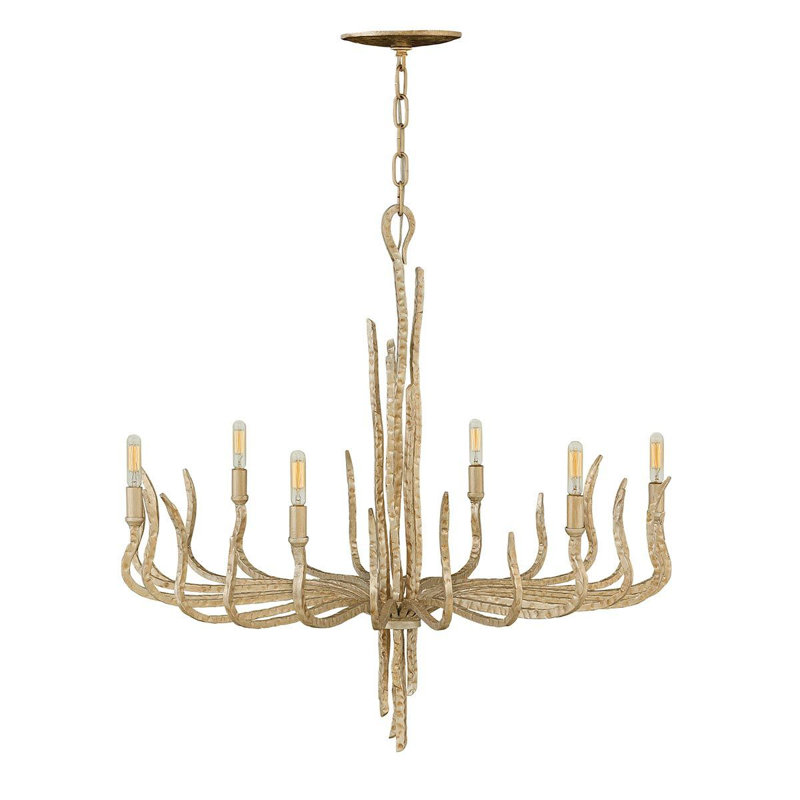 Herefordshire 6 - Light Candle Style Chandelier, Champagne Gold