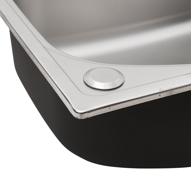 Belfry Kitchen Shaunda 450mm W Single Bowl Stainless Steel Kitchen Sink with 2 Faucet Holes