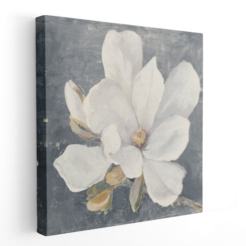 «Serene Magnolia Black and White», reproduction d'art sur toile, H 20 po x l 20 po