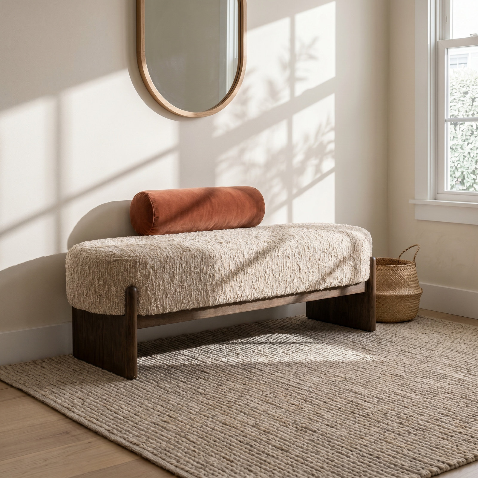Kirby Accent Bench- 60"-Solema, Solema Cream, Distressed Natural