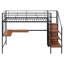 Lit mezzanine simple en métal noir avec bureau et grille. Fabrication robuste. Garde-robe latérale pour optimiser l'espace. Multiples activités polyvalentes. Convient à la décoration d'une pièce. Matelas non inclus Grille de taille en noir.