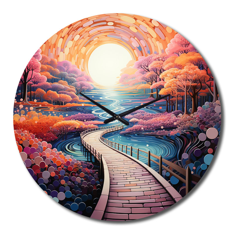 Horloge murale pointillisme orange, Grand