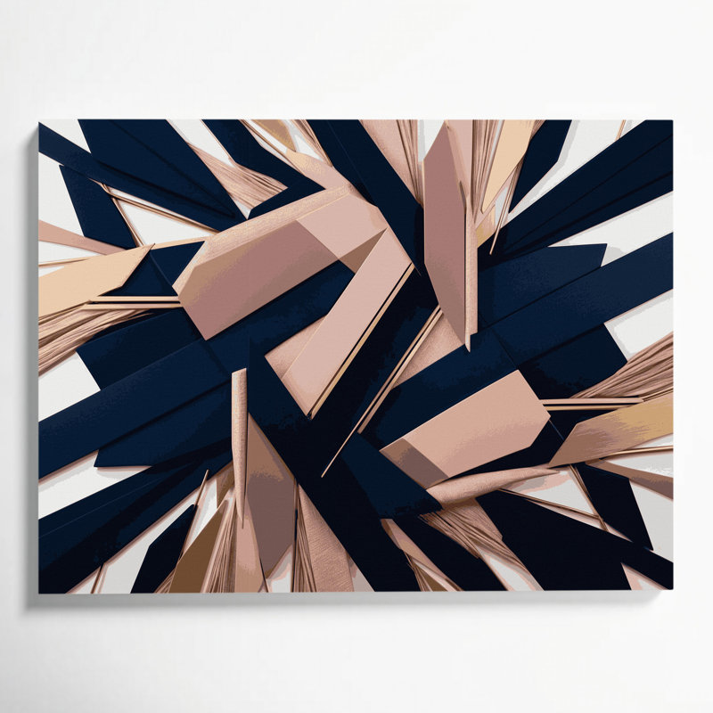 «Geometric Abstraction 88», art mural sur toile bleue, H 8 po x l 10 po