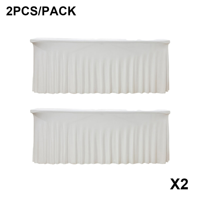 2 pièces / paquet de jupes de soleil rectangulaires en tricot extensibles de 6 pi, noir et blanc, convenant à la cuisine, à la salle à manger, aux réunions de famille, aux fêtes et aux décorations de table de banquet. Facile à installer et lavable
