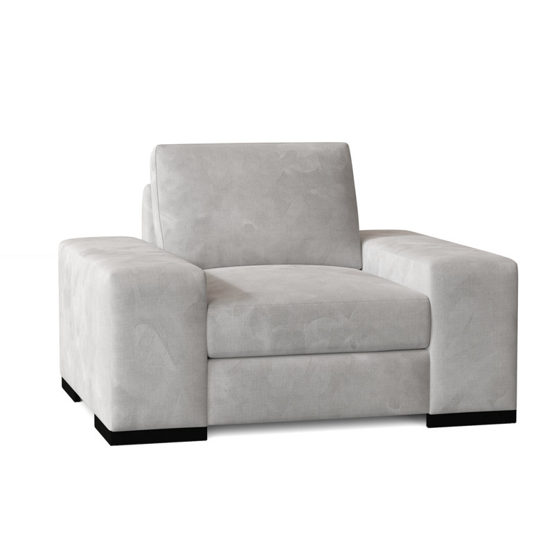 Fauteuil club Harrison, Bella en velours performance blanc, Noir, Moyenne