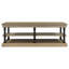 Table basse 55,1 "en bois avec pieds et 2 tablettes de rangement ouvertes