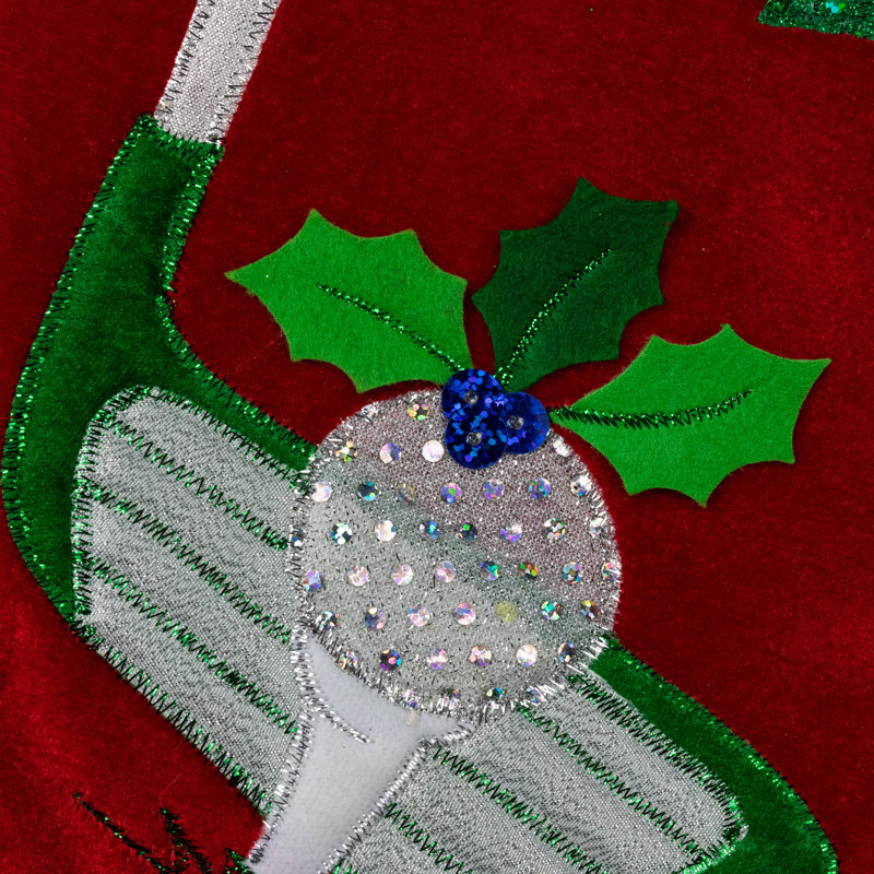 20" Red Velveteen Golf Themed Christmas Stocking with White Cuff