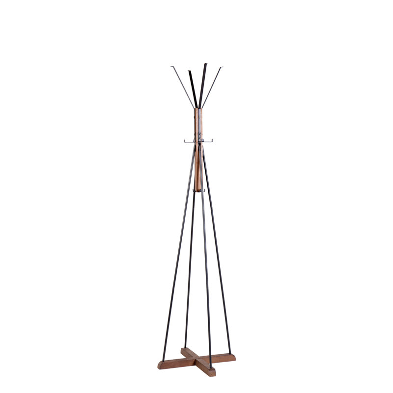 Reclaimed Wood And Metal Freestanding Coat Rack With Hooks Use In Bedroom, Living Room