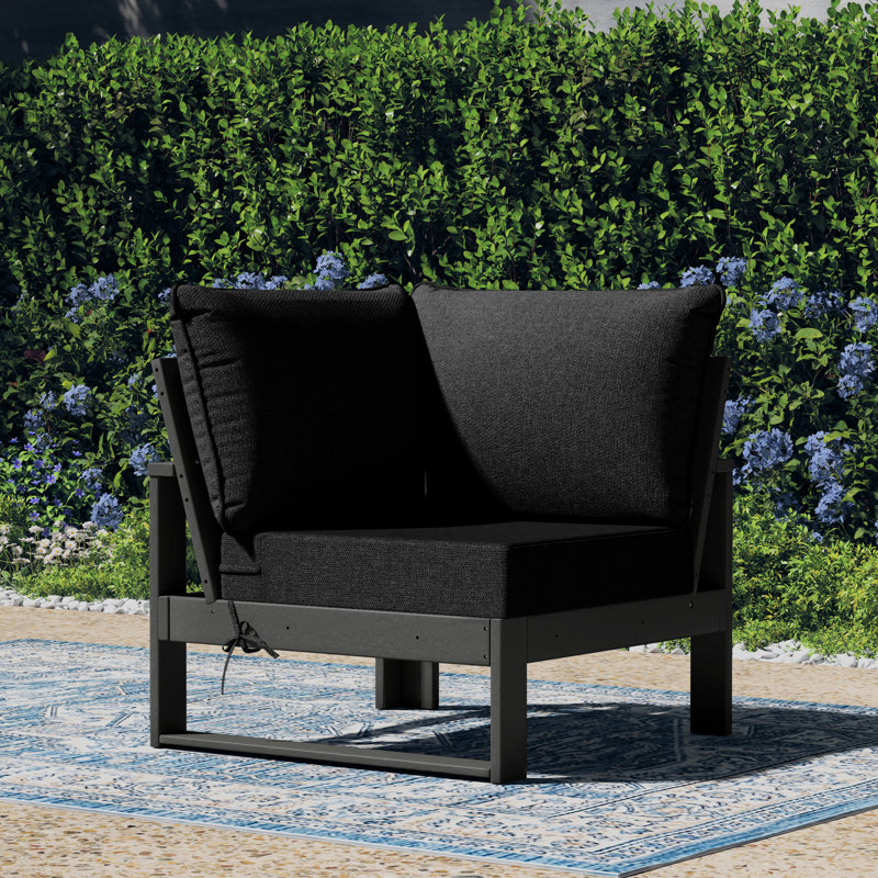 Chaise de coin de patio à assise profonde avec cadre, Gris, Noir, noir, noir, noir