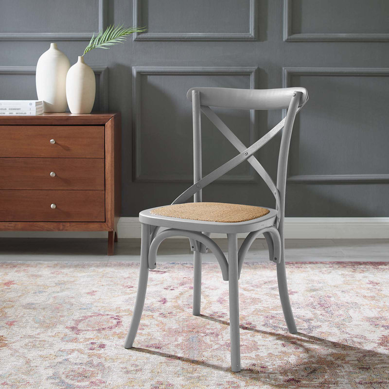 Modway Gear Dining Side Chair, Light Gray Velvet, 1
