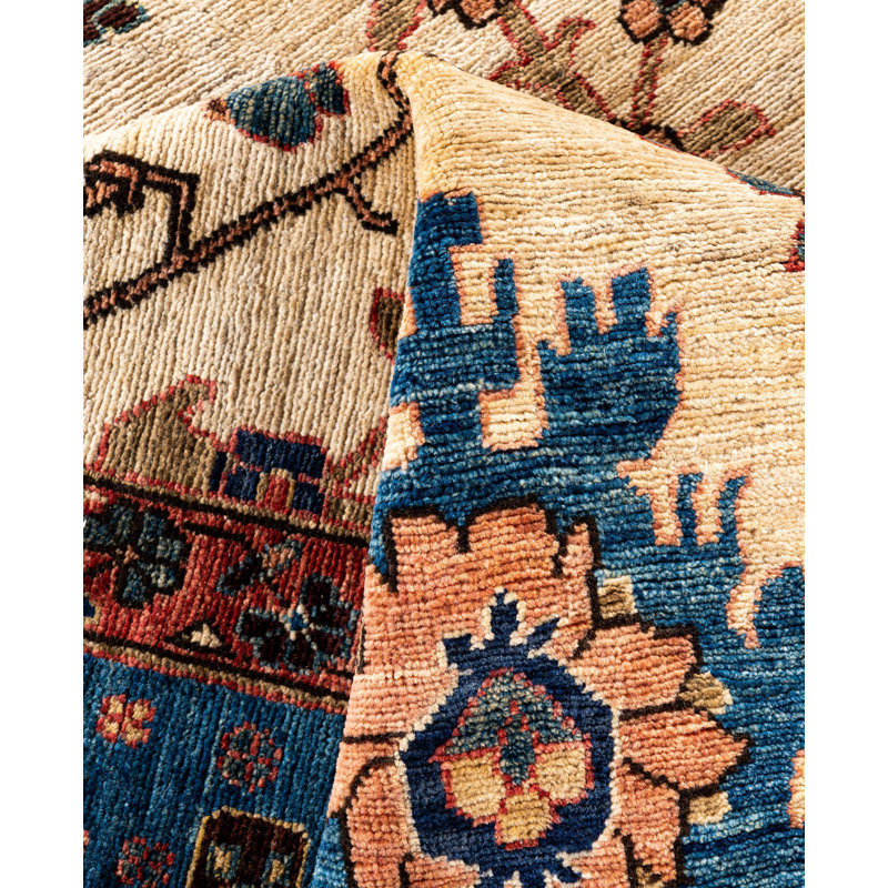 Tapis unique noué à la main ivoire 8 pi 10 po x 12 pi Dobbins