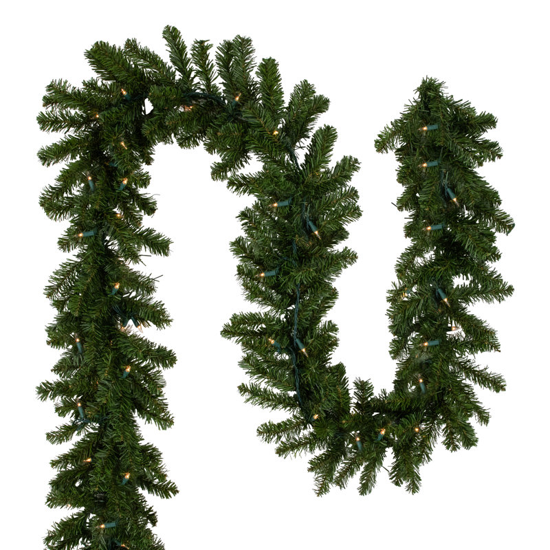 Guirlande de Noël artificielle pré-éclairée en pin canadien, 50 pi 10 po L, Transparent