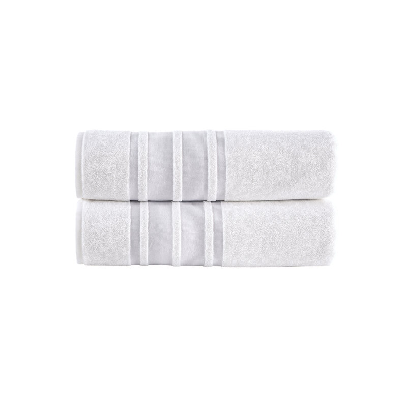 Bordure contrastante Brooks Brothers, Argent, Draps de bain - paquet de 2