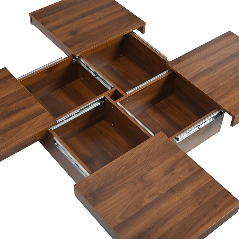 Square Coffee Table Sliding Top with Storage