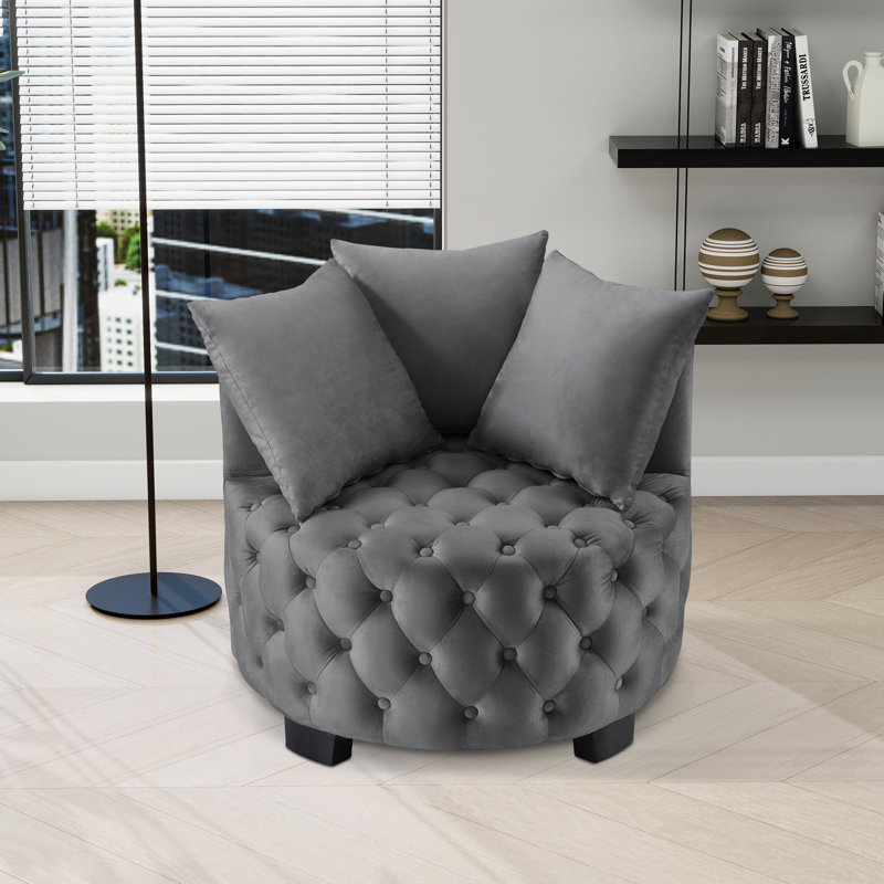 Chaise pivotante rembourrée et capitonnée, Gris foncé