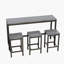 Table de salle à manger de cuisine moderne, table de pub, ensemble de table de salle à manger longue avec 3 tabourets, assemblage facile